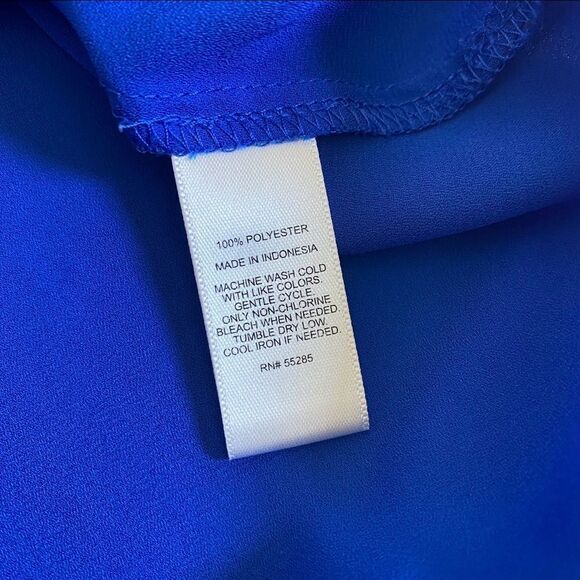 Express Cobalt Blue Blouse Flowy Chiffon Light XS Top Bright - Picture 10 of 13